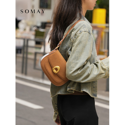 馬鞍包包女士2026新款超火百搭質感單肩斜後後背包高級感小衆腋下女包