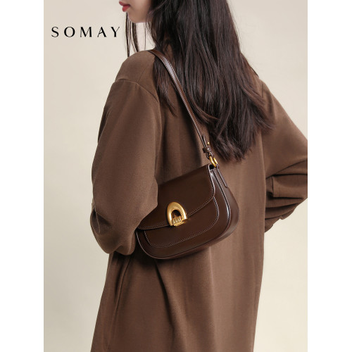 馬鞍包包女士2026新款超火百搭質感單肩斜後後背包高級感小衆腋下女包