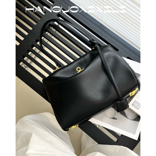 韓國西西裡 2025春夏新款鎖釦凱莉包牛皮慵懶感大容量通勤手提包