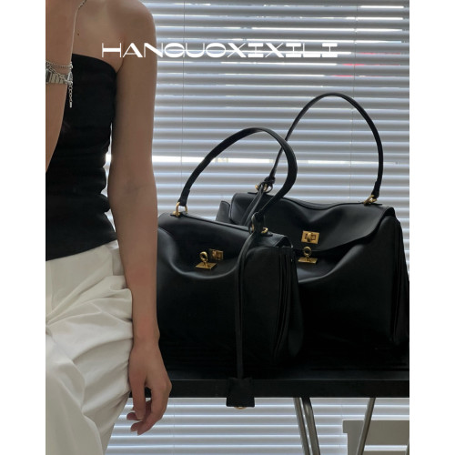 韓國西西裡 2025春夏新款鎖釦凱莉包牛皮慵懶感大容量通勤手提包