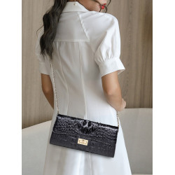 高級質感鱷魚紋真皮手拿包女氣質2026新款名媛宴會手包單肩斜後後背包