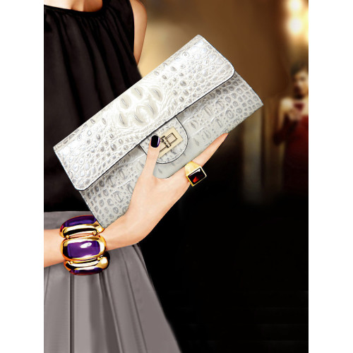 高級質感鱷魚紋真皮手拿包女氣質2026新款名媛宴會手包單肩斜後後背包