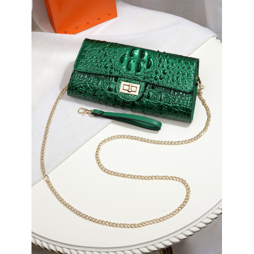 高級質感鱷魚紋真皮手拿包女氣質2026新款名媛宴會手包單肩斜後後背包