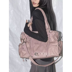 Fancy club韓國小衆25款復古百搭大容量街頭機車風通勤斜背單肩包