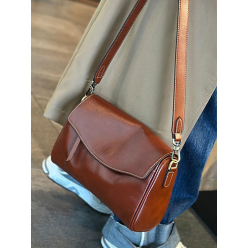 女士真皮包包2025新款休閒腋下包牛皮復古斜背百搭單肩女包高級感