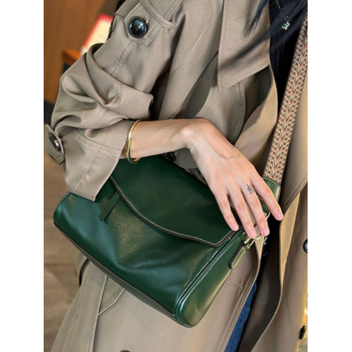 女士真皮包包2025新款休閒腋下包牛皮復古斜背百搭單肩女包高級感