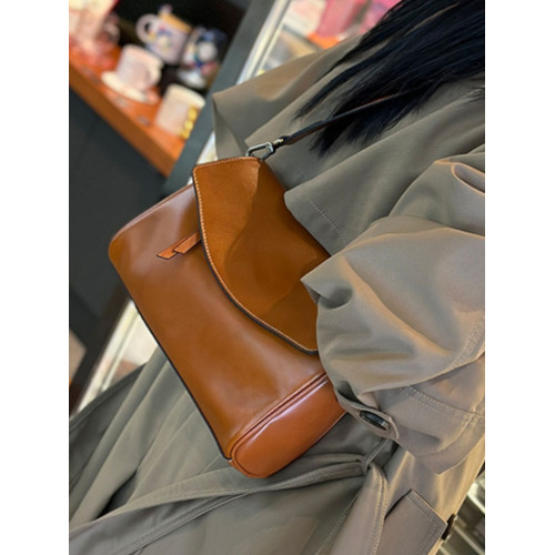 女士真皮包包2025新款休閒腋下包牛皮復古斜背百搭單肩女包高級感