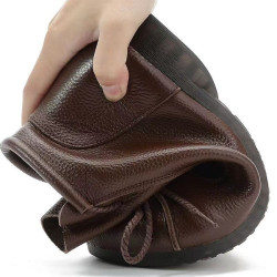 真皮原創復古手工縫製春秋靴子高幫短靴低跟軟底單靴女靴馬丁靴子