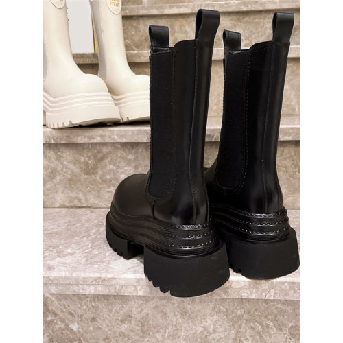 增高8cm厚底馬丁靴女字母三層底菸筒靴機車靴中筒瘦瘦切爾西短靴