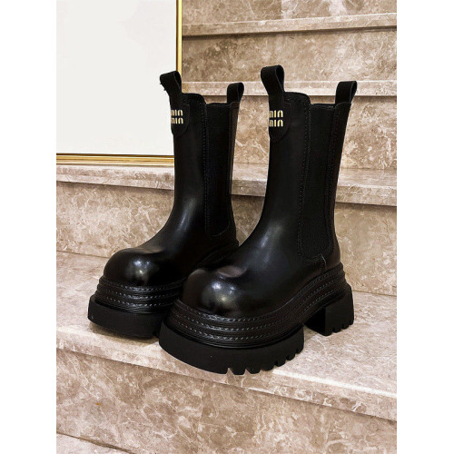 增高8cm厚底馬丁靴女字母三層底菸筒靴機車靴中筒瘦瘦切爾西短靴