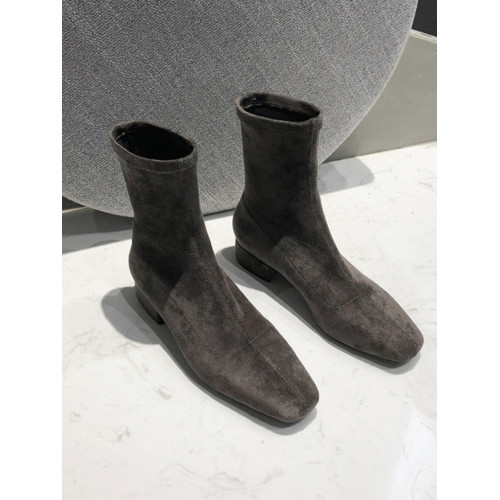 低跟短靴女粗跟2025新款秋冬加絨方頭絨面襪靴中跟套筒彈力瘦瘦靴 低跟短靴女粗跟2025新款秋冬加絨方頭絨面襪靴中跟套筒彈力瘦瘦靴