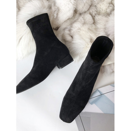 低跟短靴女粗跟2025新款秋冬加絨方頭絨面襪靴中跟套筒彈力瘦瘦靴 低跟短靴女粗跟2025新款秋冬加絨方頭絨面襪靴中跟套筒彈力瘦瘦靴