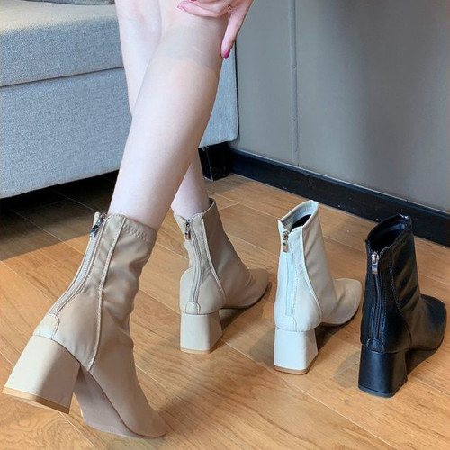 馬丁靴女英倫風2026新款春秋季單靴方頭粗跟網紅瘦瘦高跟鞋短靴子
