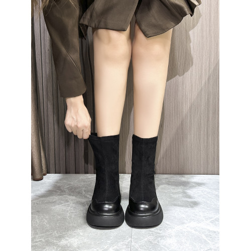胖腳寬腳女鞋秋冬加絨粗腿胖mm瘦瘦靴厚底增高小個子加肥短靴大碼