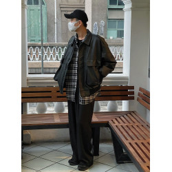 19studio WAYNEPRINCE經典百搭款復古黑白格子襯衫男寬鬆襯衣外套