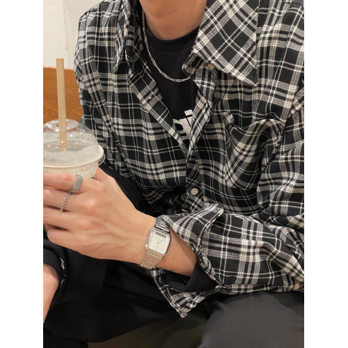 19studio WAYNEPRINCE經典百搭款復古黑白格子襯衫男寬鬆襯衣外套 19studio WAYNEPRINCE經典百搭款復古黑白格子襯衫男寬鬆襯衣外套