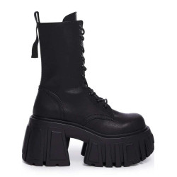 10cm超高跟厚底靴女2026春秋冬小個子增高加絨短靴粗跟真皮馬丁靴