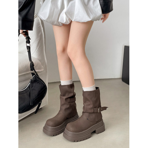 復古英倫風厚底粗跟馬丁靴女款2026新款秋冬爆款美拉德褲琯短靴子