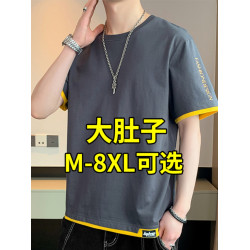 男士短袖t恤2026新款夏季純棉冰絲半袖寬鬆加肥大碼胖子男裝上衣