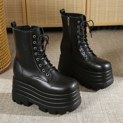 漫展cos增高鞋馬丁靴20cm15小個子中筒短靴男女大碼演唱會站坑