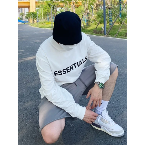 壓膠字母ESSENTLAIS FOGESS2026長袖t恤男女嘻哈高街美式純棉體恤