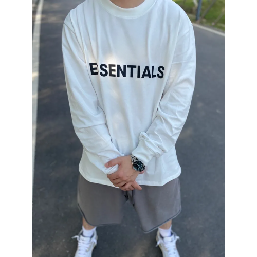 壓膠字母ESSENTLAIS FOGESS2026長袖t恤男女嘻哈高街美式純棉體恤