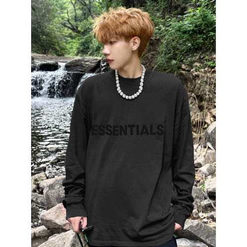 壓膠字母ESSENTLAIS FOGESS2026長袖t恤男女嘻哈高街美式純棉體恤