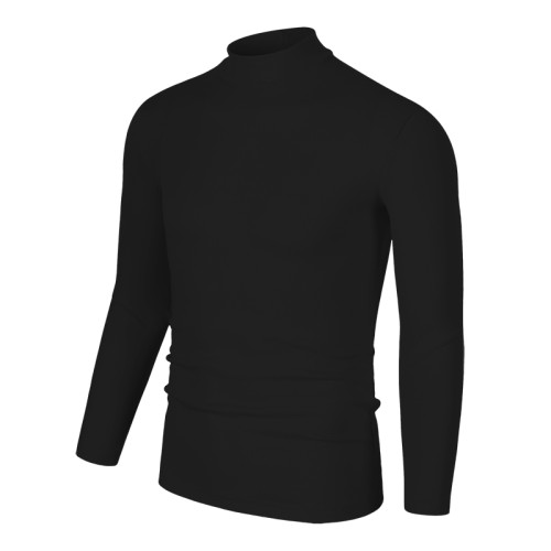 男士雙面德絨中半高領打底衫秋冬季純色修身保暖長袖t恤簡約秋衣