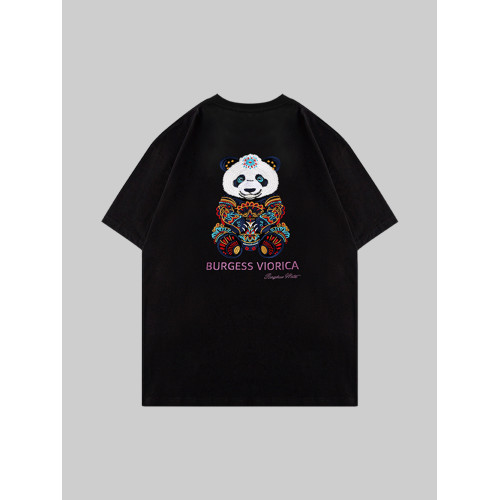 Ringspun變色潮牌熊貓重工刺綉短袖t恤男夏純棉國潮美式高街上衣 Ringspun變色潮牌熊貓重工刺綉短袖t恤男夏純棉國潮美式高街上衣