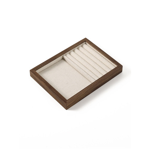 首飾托盤收納帶蓋胡桃木手串盤耳環戒指手鏈項鍊展示盤飾品展示架