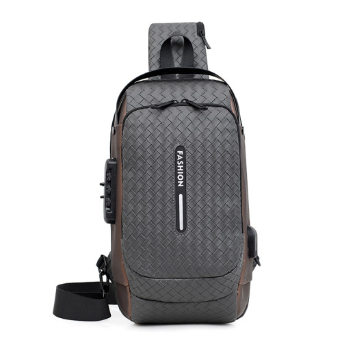男士新款時尚百搭休閒商務風胸包大容量出差多功能防潑水斜背後後背包