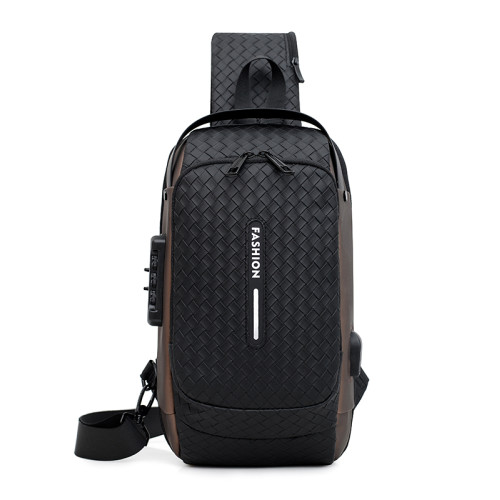 男士新款時尚百搭休閒商務風胸包大容量出差多功能防潑水斜背後後背包