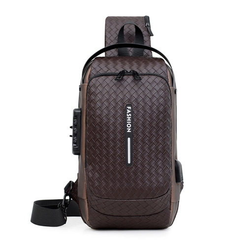 男士新款時尚百搭休閒商務風胸包大容量出差多功能防潑水斜背後後背包