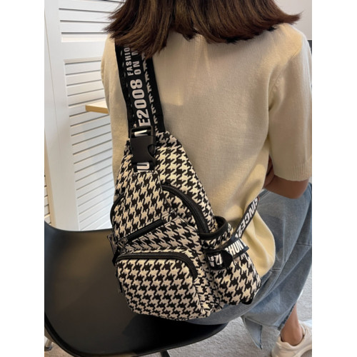 韓系2025新款女士胸包時尚簡約斜後後背包帆布百搭胸前包斜後後背包多層潮