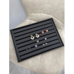 簡約珠寶首飾戒指展示架黑白色PU皮耳釘收納托盤耳環盒子陳列道具