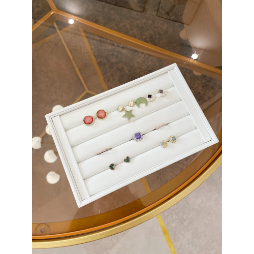 簡約珠寶首飾戒指展示架黑白色PU皮耳釘收納托盤耳環盒子陳列道具