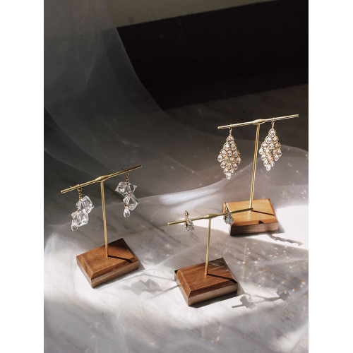 創意輕奢首飾展架耳環手鏈飾品架拍攝陳列道具珠寶大小號架胡桃木