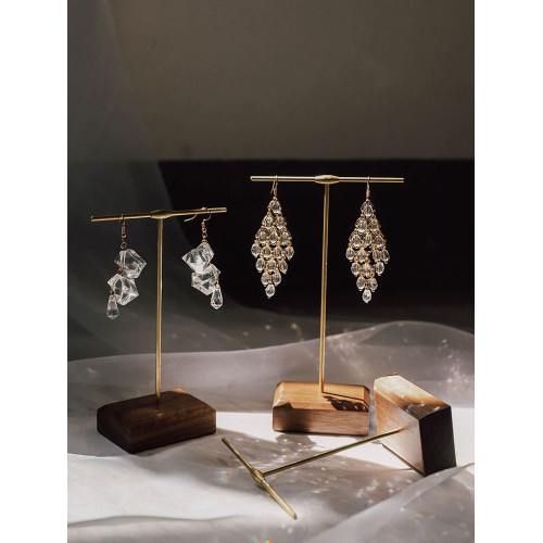 創意輕奢首飾展架耳環手鏈飾品架拍攝陳列道具珠寶大小號架胡桃木