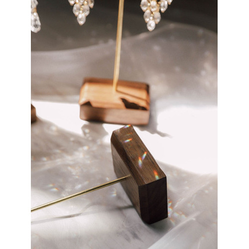 創意輕奢首飾展架耳環手鏈飾品架拍攝陳列道具珠寶大小號架胡桃木