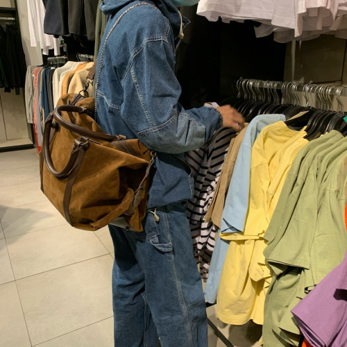 2026新款斜後後背包大容量麂皮托特包電腦包男女單肩旅行健身包行李包