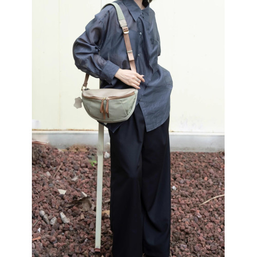 安陌夕2026年輕便休閒胸包大容量單肩斜背百搭帆布腰包餃子包6507