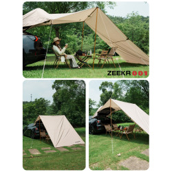 通用車邊天幕沃野WOYEAH黑膠天幕帳車尾帳遮陽野營SUV特斯拉電車