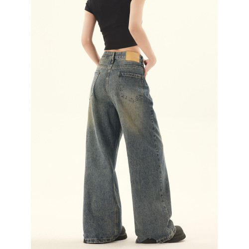 野生阿子美式復古水洗做舊寬鬆直筒牛仔褲男女夏季寬鬆濶腿休閒褲 野生阿子美式復古水洗做舊寬鬆直筒牛仔褲男女夏季寬鬆濶腿休閒褲