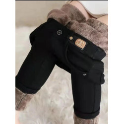 羊羔絨加厚牛仔褲女松緊腰大碼小腳褲胖mm顯瘦加絨冬季彈力鉛筆褲