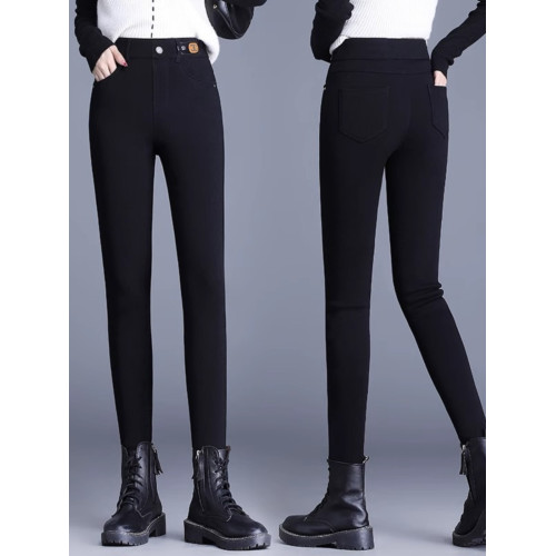 羊羔絨加厚牛仔褲女松緊腰大碼小腳褲胖mm顯瘦加絨冬季彈力鉛筆褲 羊羔絨加厚牛仔褲女松緊腰大碼小腳褲胖mm顯瘦加絨冬季彈力鉛筆褲