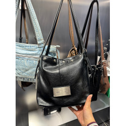 韓國Matin kim托特包油蠟皮腋下包鉚釘單肩手提包百搭機車水桶包