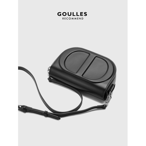 【GOULLES古萊】輕奢真皮豬鼻馬鞍包簡約百搭高級感牛皮單肩女包