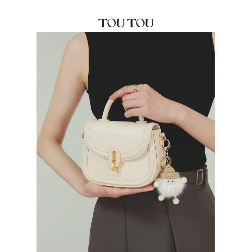 TOUTOU高級感時尚簡約馬鞍包手提單肩包女式斜後後背包包女包馬年禮物