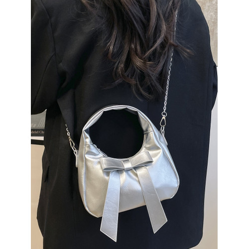 春夏季小衆蝴蝶結包包女式2025新款鏈條單肩包精美出行粉色斜後後背包