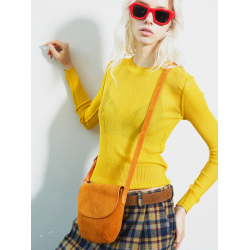 Momogigi 街頭藝術 原創設計復古絲絨磨砂牛皮簡約斜後後背包馬鞍包